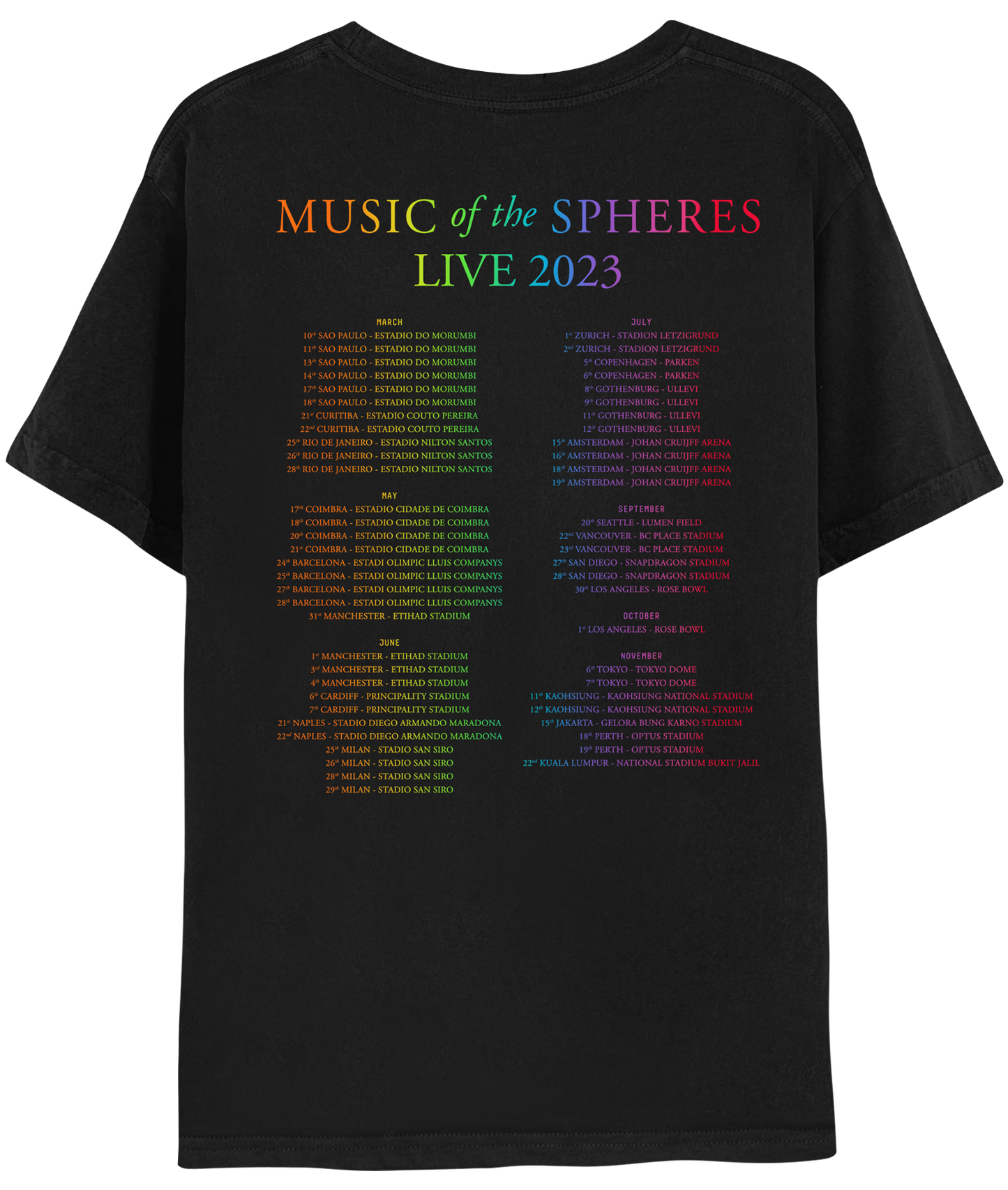 2023 Music Of The Spheres Tour Tee  - Black