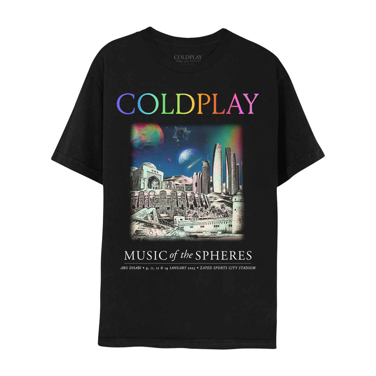 ABU DHABI JANUARY 2025 MUSIC OF THE SPHERES LIMITED EDITION TOUR TEE