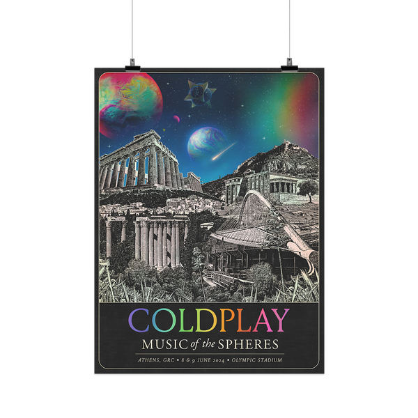 Athens June 2024 Music Of The Spheres Tour Poster - Hand Numbered