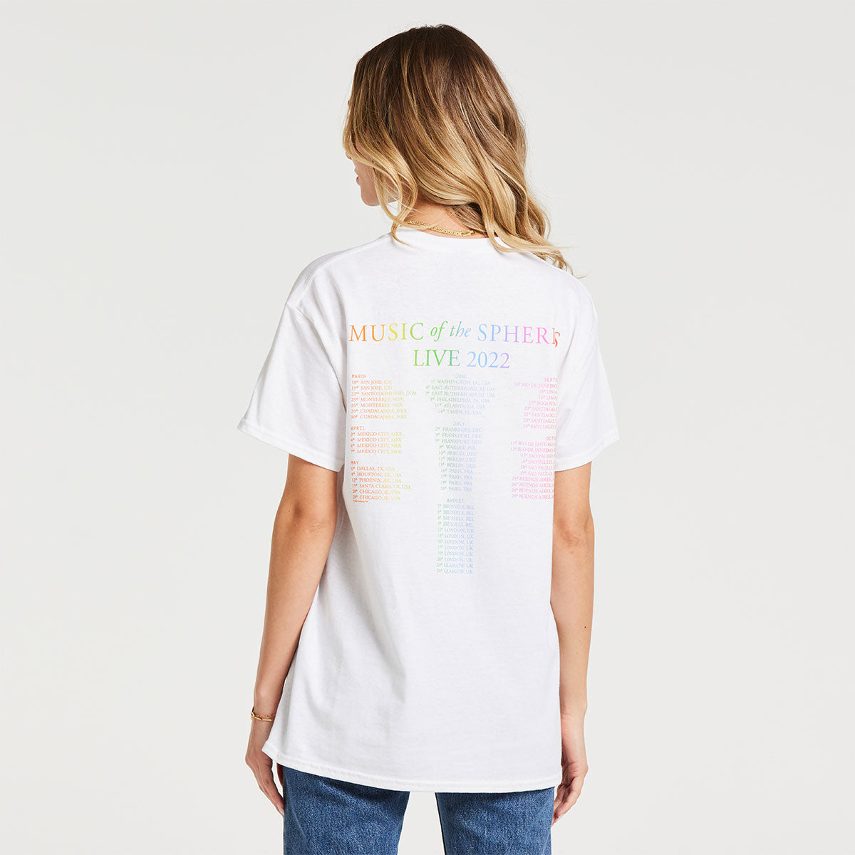 MUSIC OF THE SPHERES WHITE TOUR TEE
