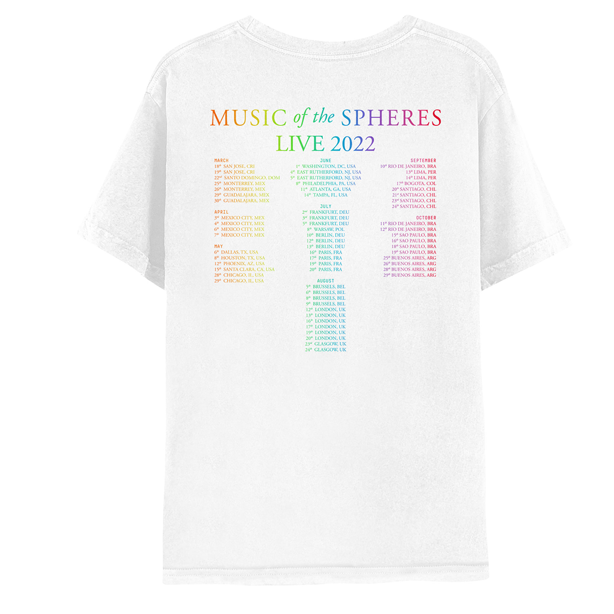 MUSIC OF THE SPHERES WHITE TOUR TEE